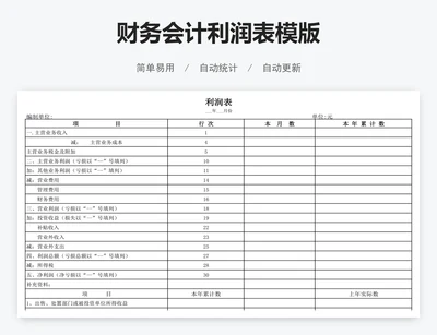 财务会计利润表模版