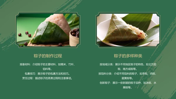 绿色中国风端午节宣传介绍主题班会PPT