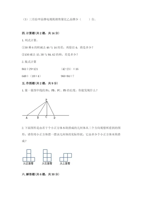 苏教版四年级上册数学期末卷带答案（预热题）.docx