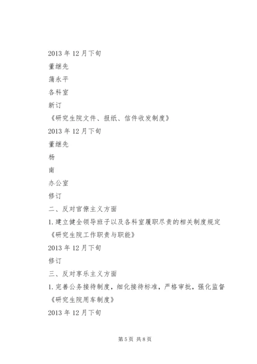 研究生院关于党的群众路线教育实践活动的制度建设计划.docx