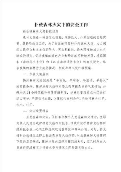 扑救森林火灾中的安全工作