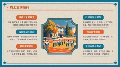 蓝橙色复古风学生会招新PPT模板
