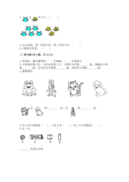 小学一年级上册数学期中测试卷附完整答案【典优】.docx