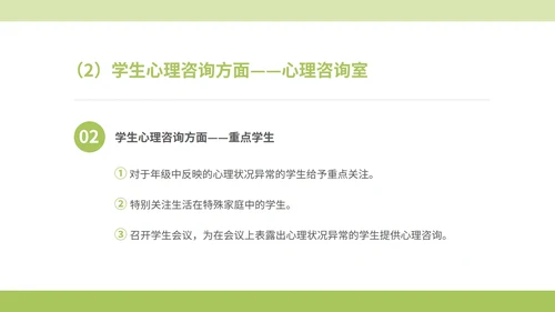 绿色小清晰驻校心理咨询师年度工作PPT模板