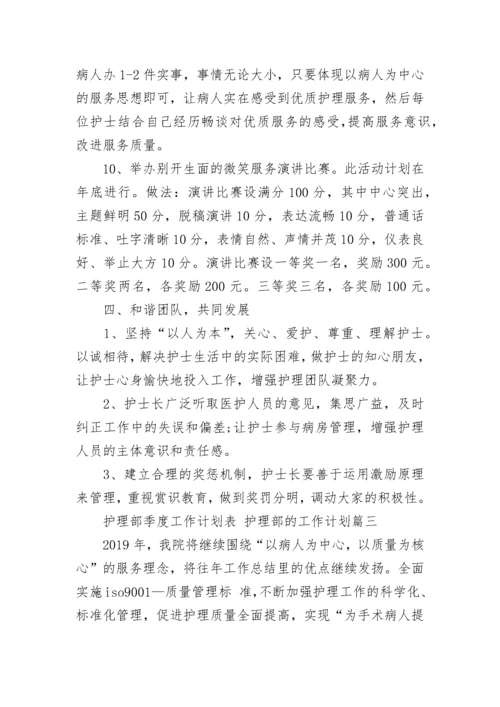 2023年护理部季度工作计划表 护理部的工作计划(二十三篇).docx