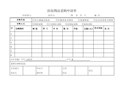 医院一般物品采购申请单共2页