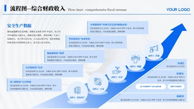 蓝色简约风5项流程图PPT单页
