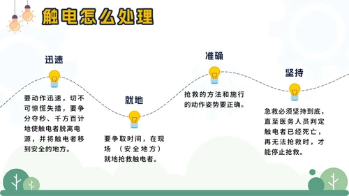 黄色卡通电塔儿童用电安全主题班会课带内容PPT模板