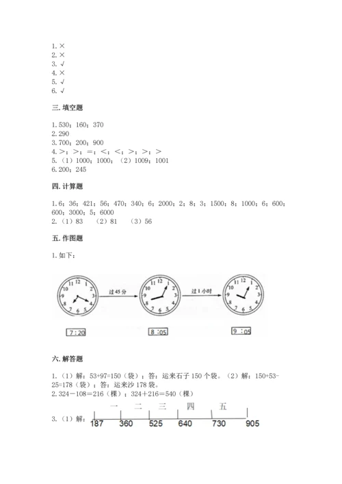 小学三年级上册数学期中测试卷（网校专用）.docx