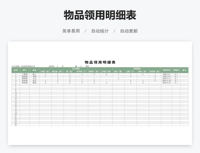 物品领用明细表