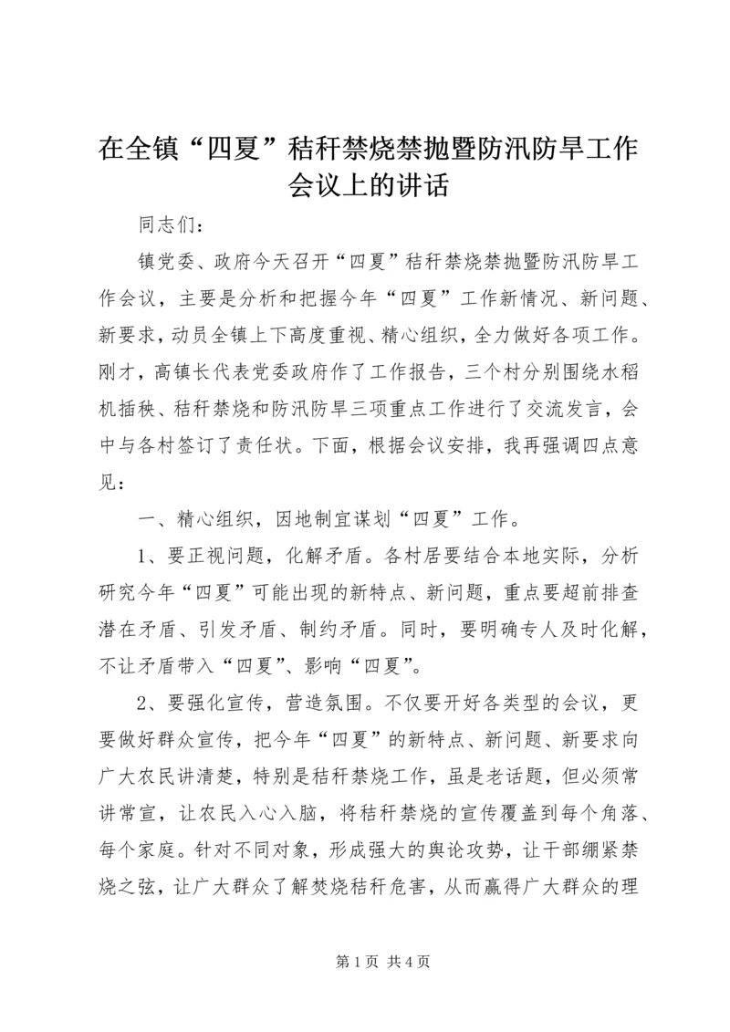 在全镇“四夏”秸秆禁烧禁抛暨防汛防旱工作会议上的讲话.docx