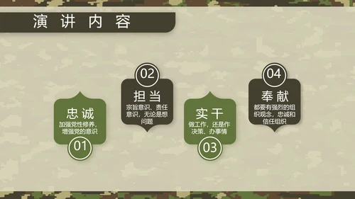 迷彩风八一军事部队军人述职报告动态PPT模板