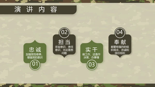 迷彩风八一军事部队军人述职报告动态PPT模板