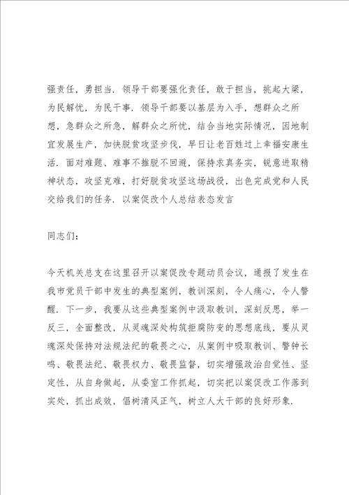 以案促改个人总结表态发言