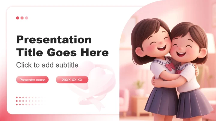 粉色3D小清新风班委竞选演讲PPT主题模板