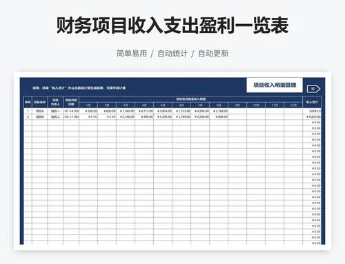 财务项目收入支出盈利一览表