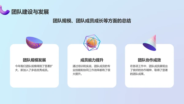 蓝色3D风动效专题——年终工作总结PPT模板
