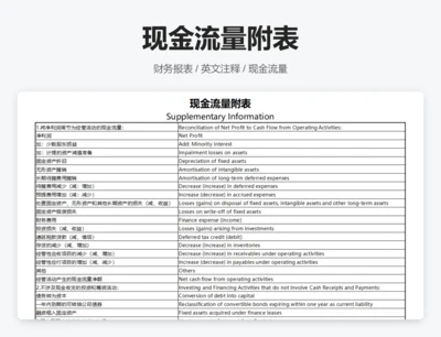 现金流量附表