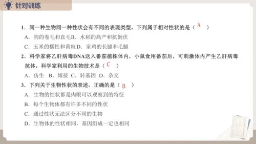 复习专题六生物的遗传与变异（串讲课件）-八年级生物上学期期末考点大串讲（人教版）(共23张PPT)