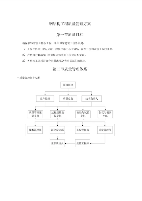 钢结构工程质量管理方案