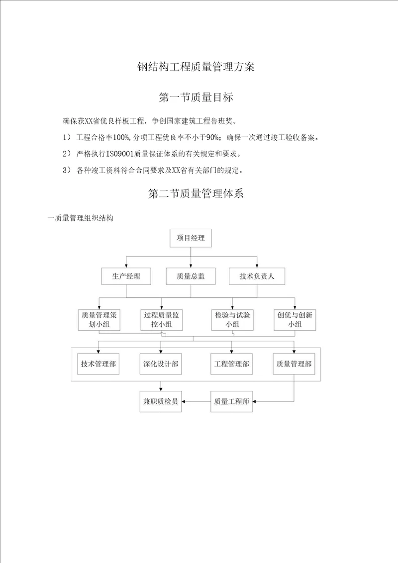 钢结构工程质量管理方案