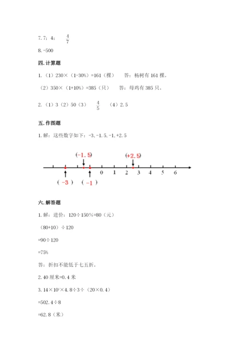 乌兰浩特市六年级下册数学期末测试卷（名师推荐）.docx