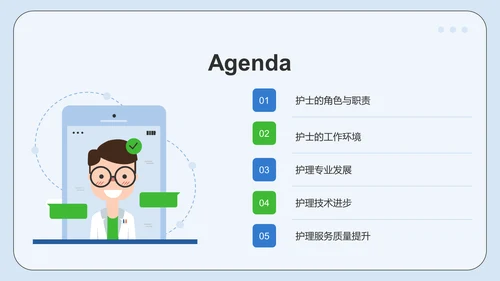 蓝色插画风医疗医学护士通用PPT模板