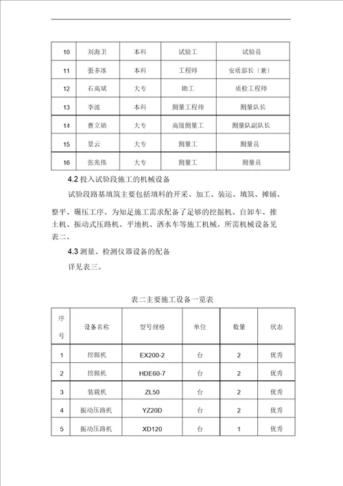 石武客专路基填筑试验段施工组织规划方案