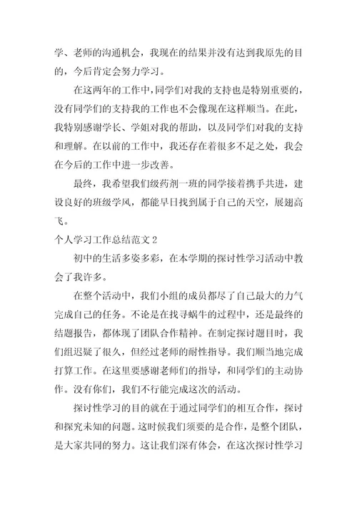 2023年个人学习工作总结范文