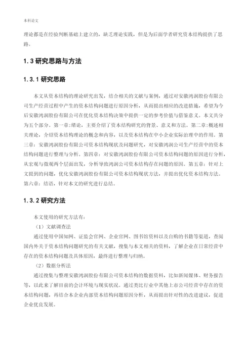 166020128_黄存昊_[论文]安徽鸿润股份有限公司资本结构问题研究.docx