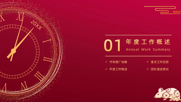 新年新起点红色工作计划汇报通用PPT模板