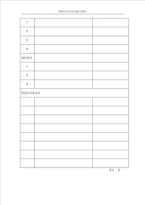 园林绿化资料表格最新完整版