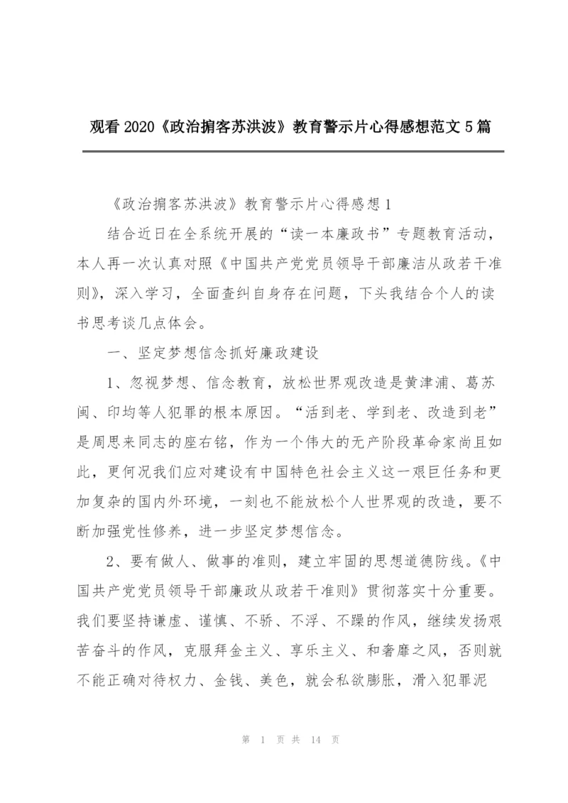 观看2020《政治掮客苏洪波》教育警示片心得感想范文5篇.docx