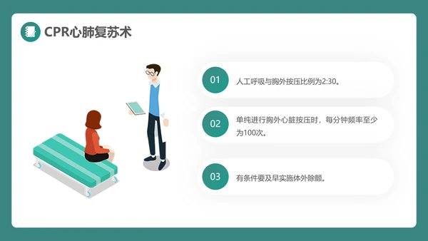 绿植风格日常急救知识PPT课件模板