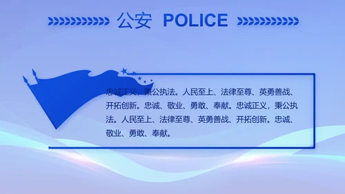 蓝色公安警察年终工作总结动态PPT模板