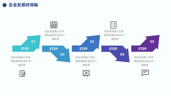 蓝色企业公司发展历程大事记时间轴PPT模板图表