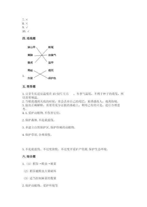 教科版五年级下册科学第一单元《生物与环境》测试卷含答案【实用】.docx