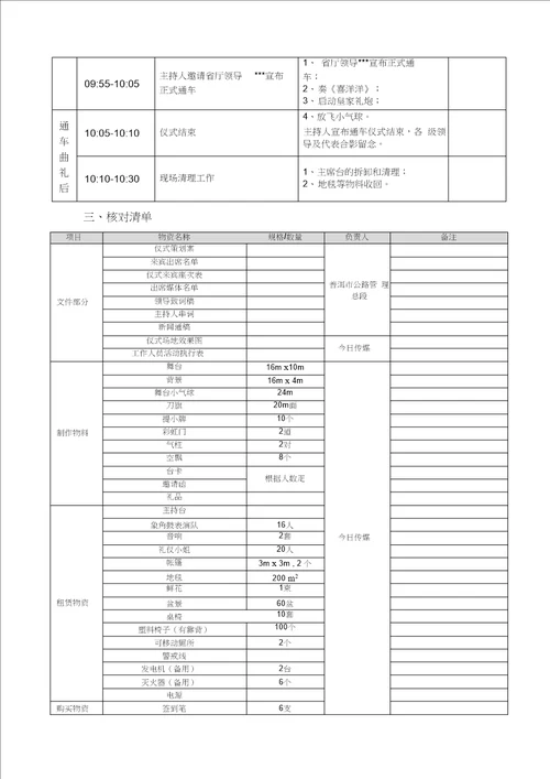 公路通车典礼仪式策划方案预案