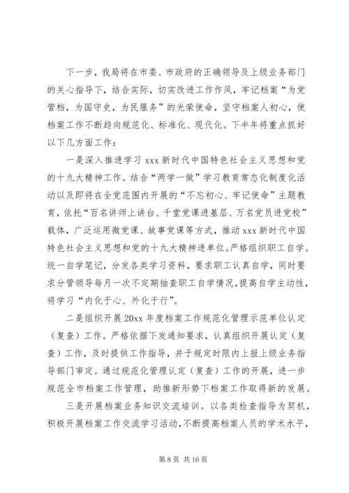 档案局XX年半年工作总结与计划.docx