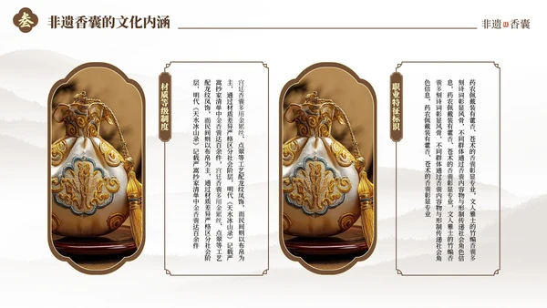 棕色中国风非遗香囊知识PPT模板