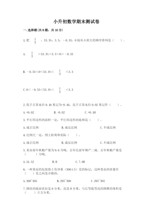 小升初数学期末测试卷（有一套）.docx