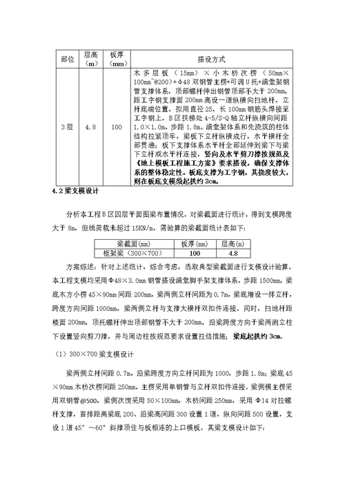 工字钢支撑钢管支模架专项施工方案