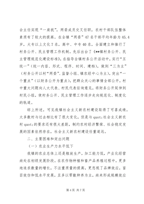 乡镇社会主义新农村建设的调研报告.docx