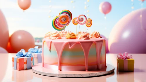 粉色卡通生日祝福快闪PPT模板