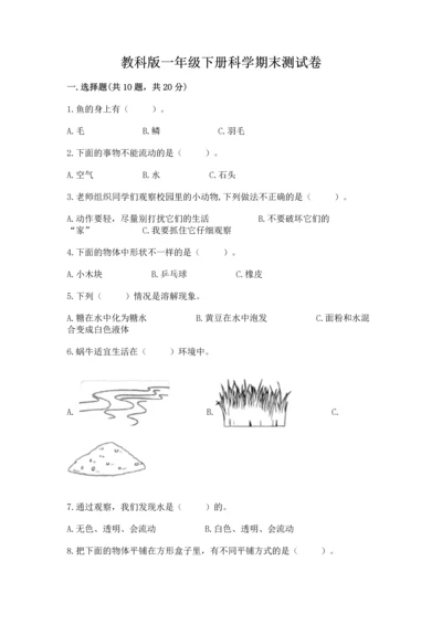 教科版一年级下册科学期末测试卷及参考答案（研优卷）.docx