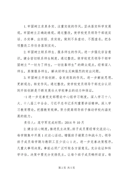 党的群众路线教育实践活动领导班子整改方案.docx