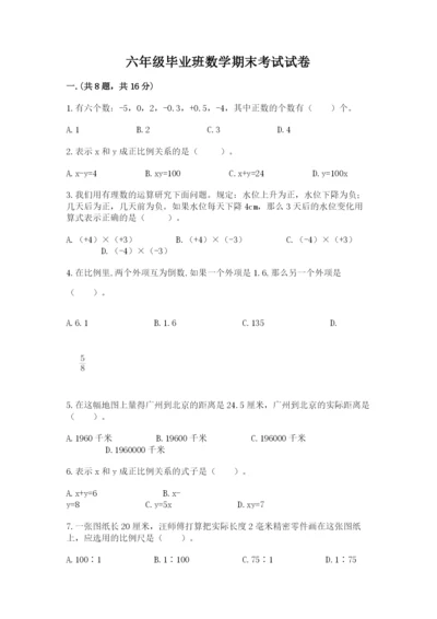 六年级毕业班数学期末考试试卷附答案（基础题）.docx