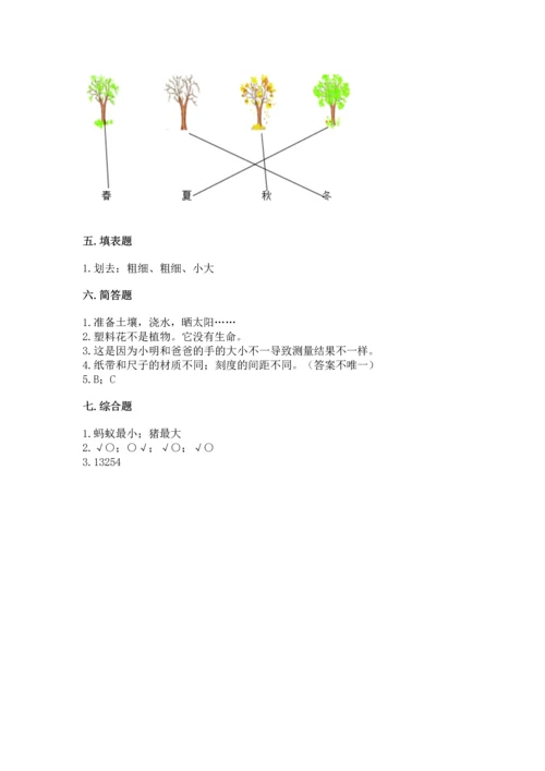 教科版科学一年级上册期末测试卷含解析答案.docx