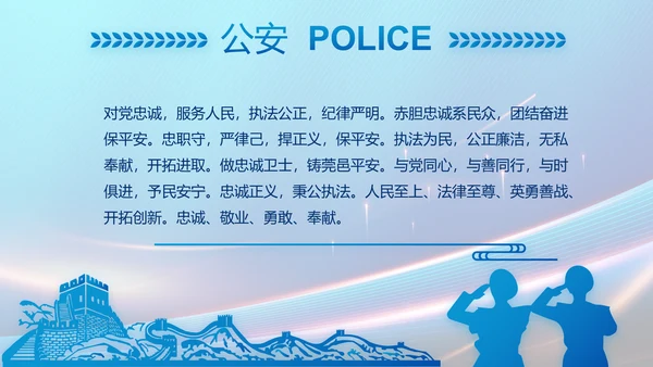 蓝色大气民警工作总结汇报PPT动态模板