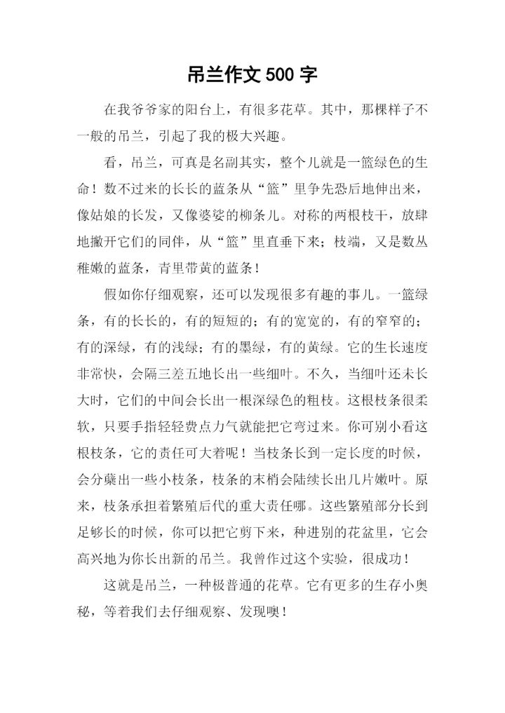 吊兰作文500字-20.docx